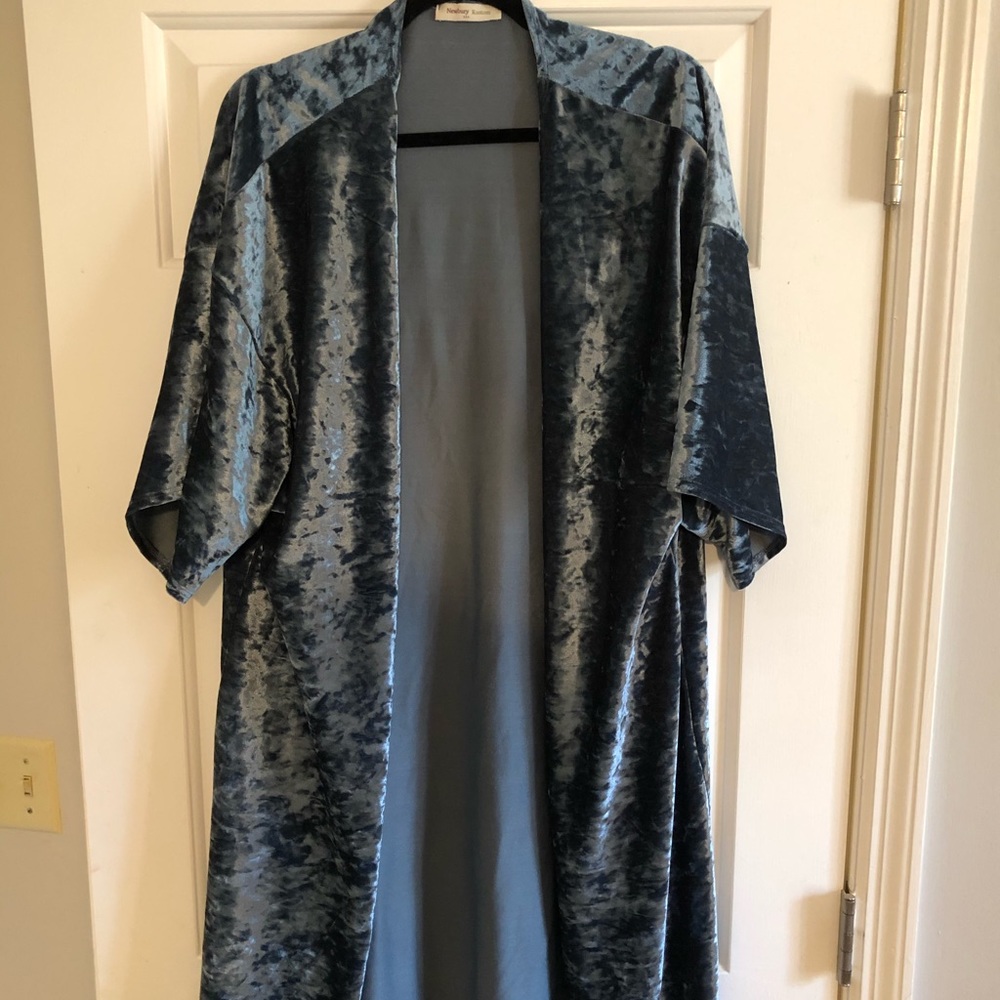 Long Blue velvet kimono